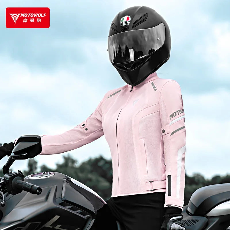 Women's Motorcycle Jacket Summer Breathable Mesh Motorcycle Riding Jacket Windproof And Anti Drop Motorbike Jacket Women