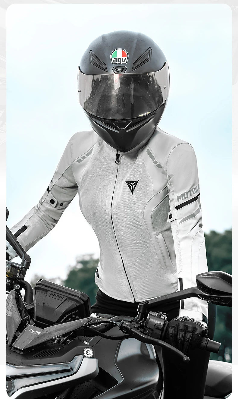 Women's Motorcycle Jacket Summer Breathable Mesh Motorcycle Riding Jacket Windproof And Anti Drop Motorbike Jacket Women
